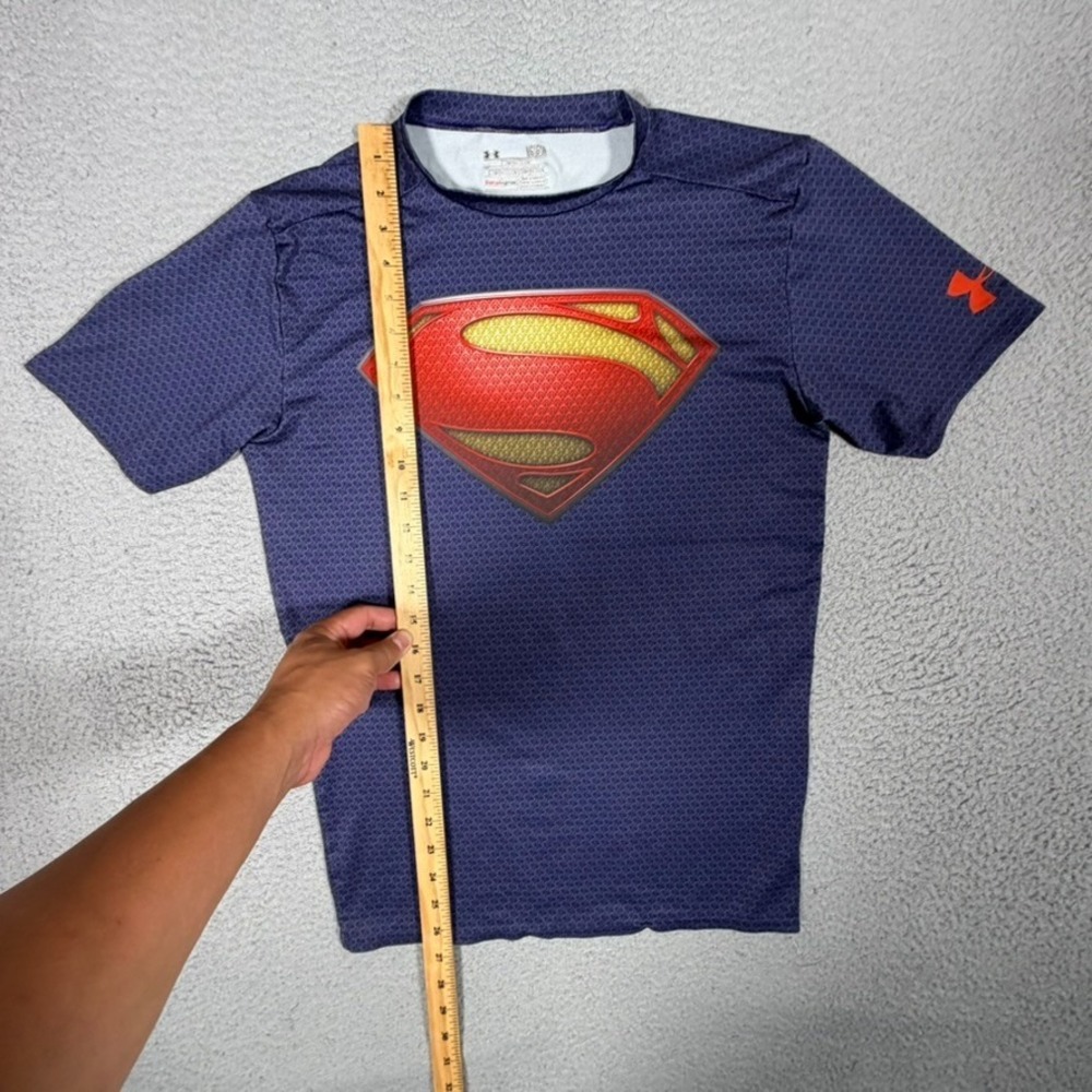 Under Armour Shirt Mens Large Blue Superman Compression Performance Stretch Gym - Picture 5 of 11
